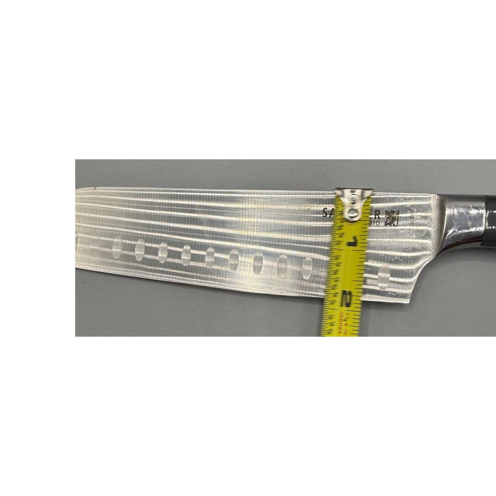 Sabatier 21C890 2 Piece Knife Set 7in Santoku 8in Slicer Damascus Etched Steel - Picture 15 of 16